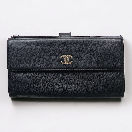 COCO CHANEL Mark Long Black Wallet