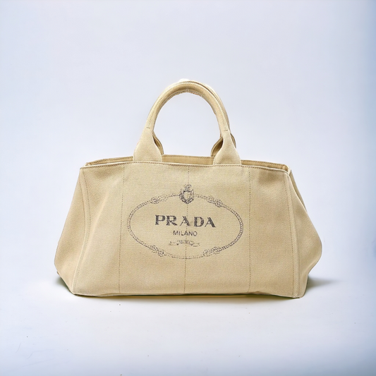 PRADA  Canapa Beige Canvas Handbag