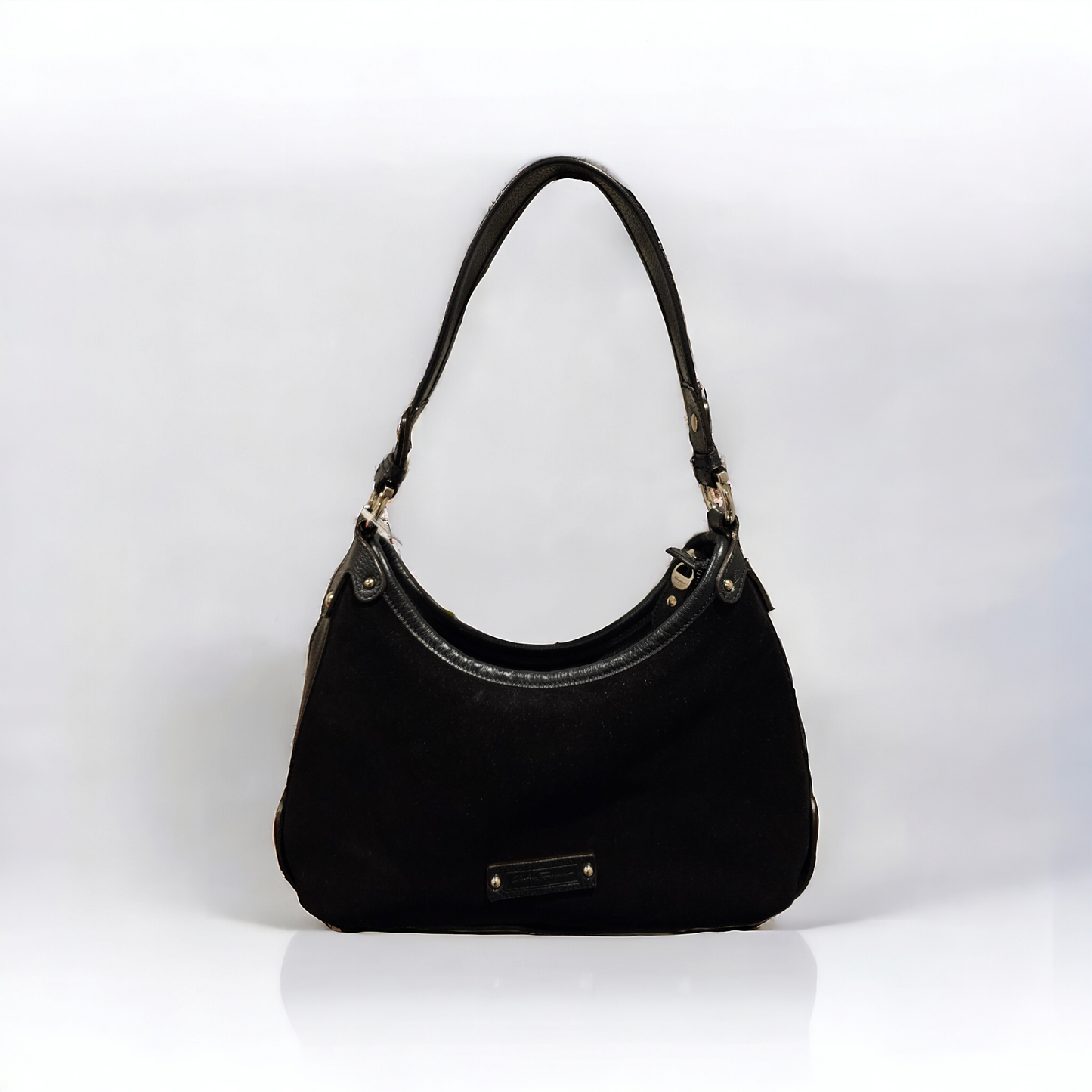 SALVATORE FERRAGAMO Black Suede Shoulder Bag