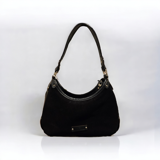 SALVATORE FERRAGAMO Black Suede Shoulder Bag